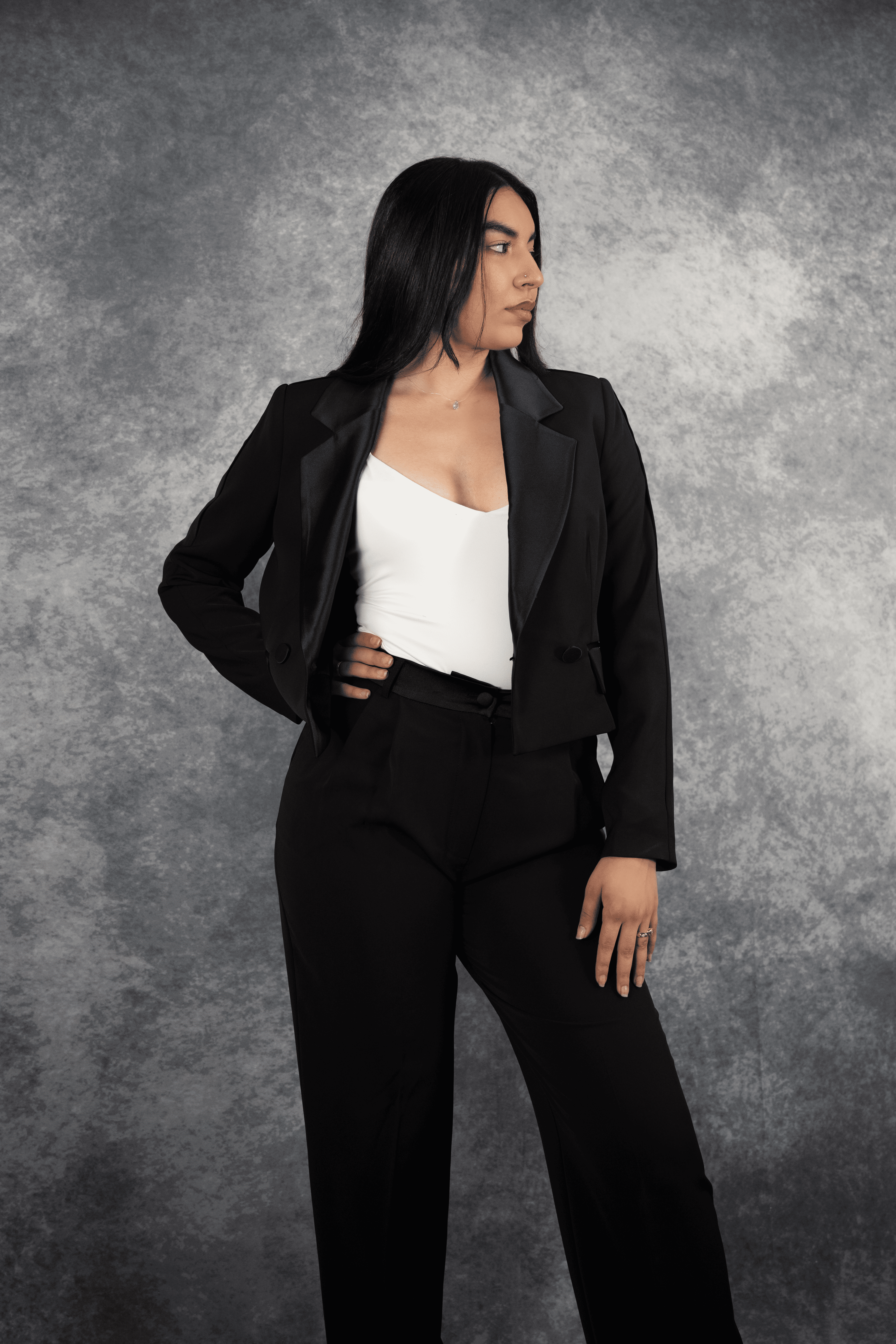 Ensemble blazer manches longues & pantalon cintré noir