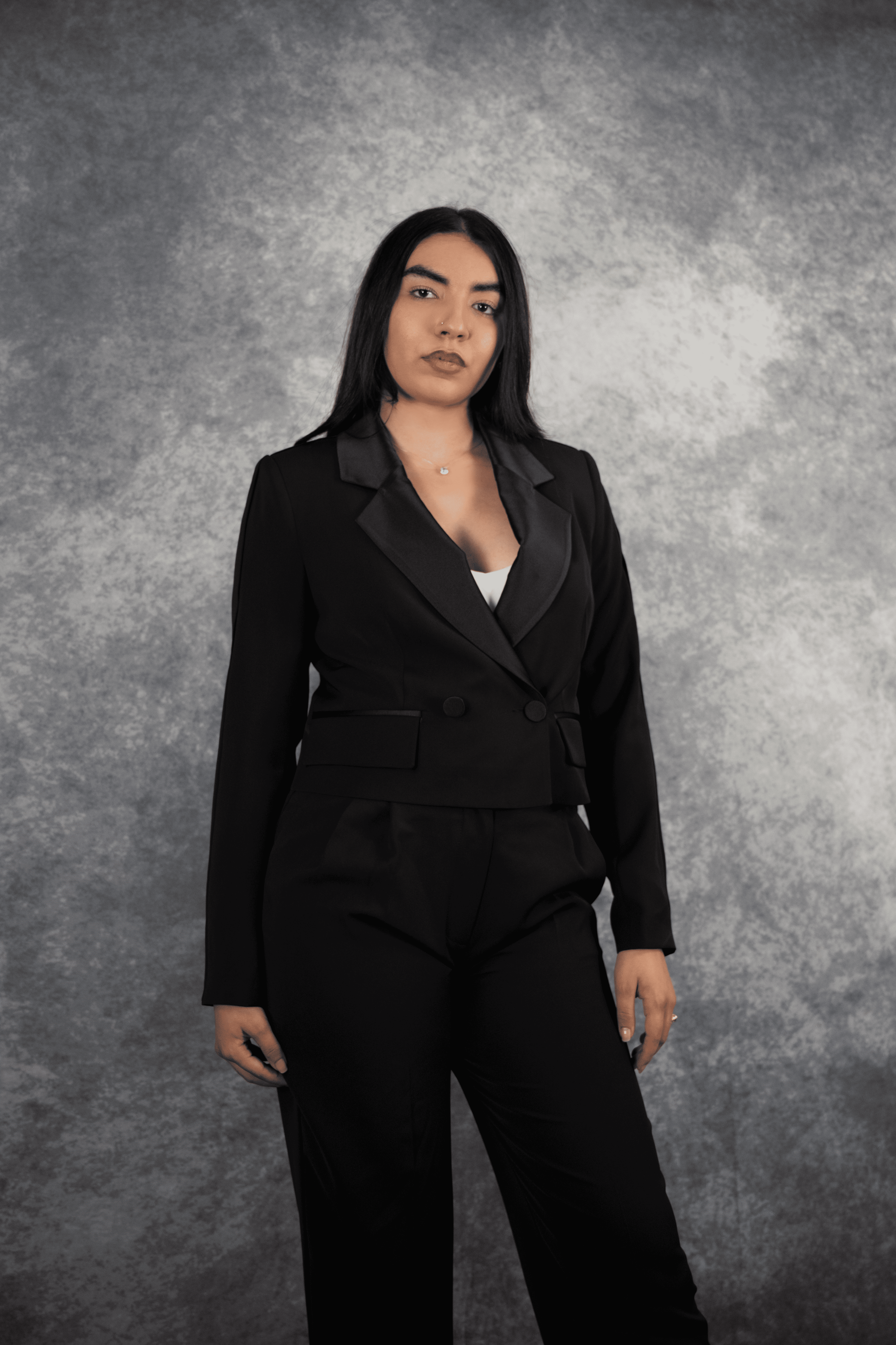 Ensemble blazer manches longues & pantalon cintré noir